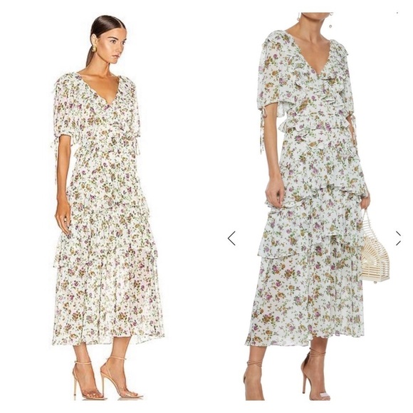 NWT MARISSA WEBB Deandra Tea Length White Floral Maxi Dress Small - Picture 1 of 12